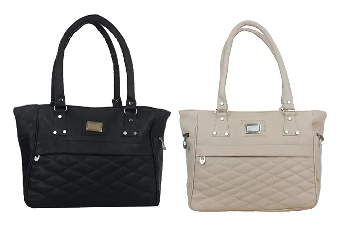 Stylish PU Quilted Handbag for Women Pack of 2