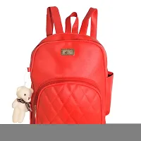 ZAXCER New Trend Teddy Backpack Used For Women  Girls Pu Leather Backpack School Bag Student Backpack Travel Bag Tution Bag Collage Bag Leather Backpack Casual Travel Daypacks for Womens (Red)-thumb1