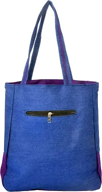 ZAXCER Women's Cotton Canvas Shoulder Bag/Tote Bag For Women, Handbag (Purple.Blue)-thumb1