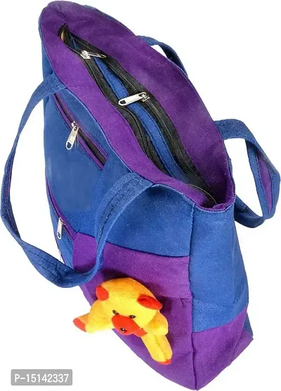 ZAXCER Women's Cotton Canvas Shoulder Bag/Tote Bag For Women, Handbag (Purple.Blue)-thumb3