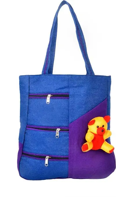 ZAXCER Women's Cotton Canvas Shoulder Bag/Tote Bag For Women, Handbag (Purple.Blue)