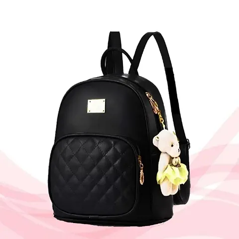 Stylish Leatherette Solid Backpacks For Women