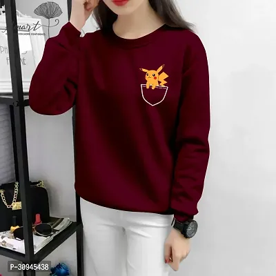 Elegant Maroon Cotton Blend Printed Tshirt For Women-thumb0