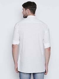 Full Sleeve White Color Short Kurta-thumb1