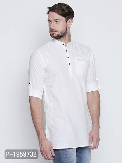 Full Sleeve White Color Short Kurta-thumb3