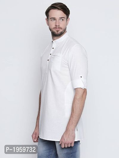 Full Sleeve White Color Short Kurta-thumb4