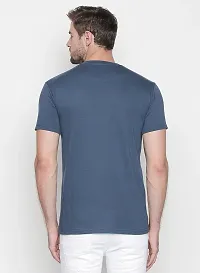 Blue Printed V-Neck Ultra Slim Fit Half Sleeve T-Shirt-thumb2
