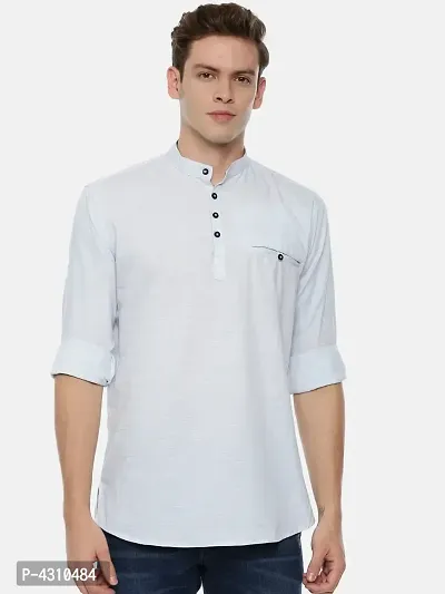 Stylish Cotton Turquoise Solid Long Sleeves Casual Shirt For Men