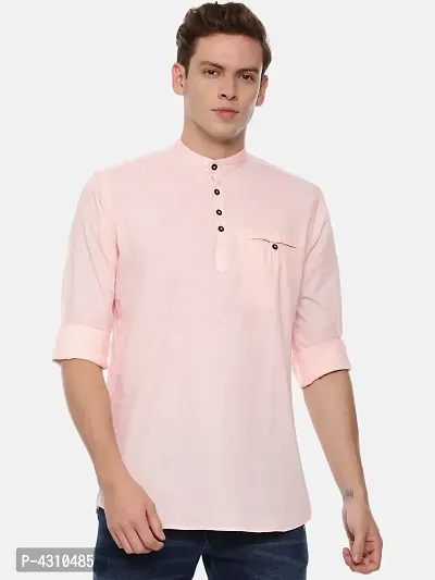 Stylish Cotton Pink Solid Long Sleeves Casual Shirt For Men-thumb0