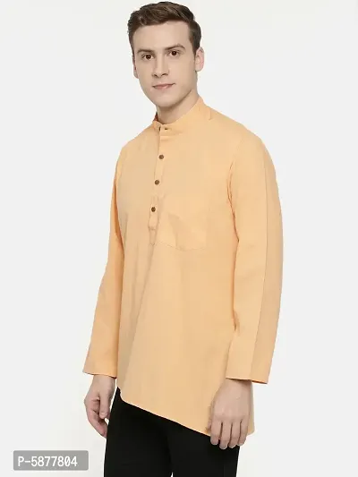 Men Solid Casual Orange Cross Kurta-thumb2