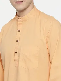 Men Solid Casual Orange Cross Kurta-thumb3