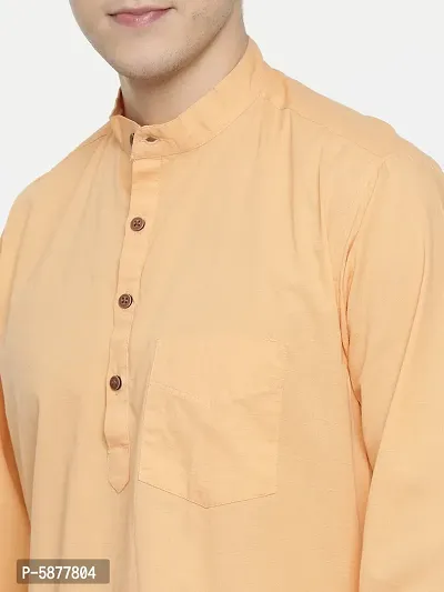 Men Solid Casual Orange Cross Kurta-thumb4