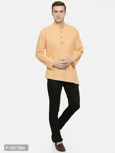 Men Solid Casual Orange Cross Kurta-thumb5