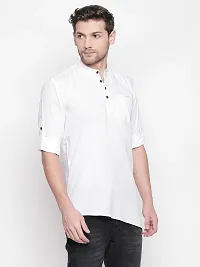 Men's Solid Casual White Short Cross Kurta-thumb1