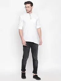 Men's Solid Casual White Short Cross Kurta-thumb4