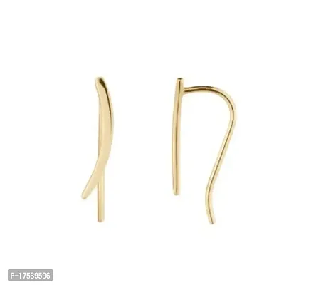 Excellent Ear Wrap Crawler Hook Earrings 14K Gold Plated 925 Silver Curved Bar Ear Climbers Earrings For Women Jewelry-thumb0