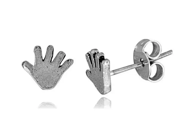 Stud Genuine 925 Tiny Sterling Hand Stud Earrings