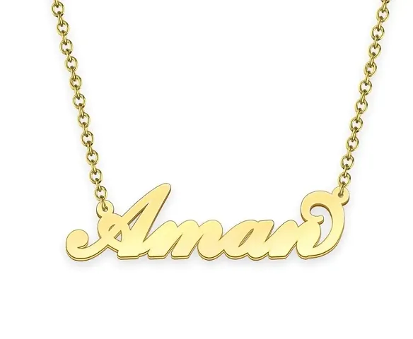 Aman Name Pendant Necklace 14K Plated Brass