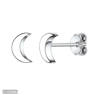 Daily Use Stud Crescent Stud Moon Earring 925 Genuine Silver For womens