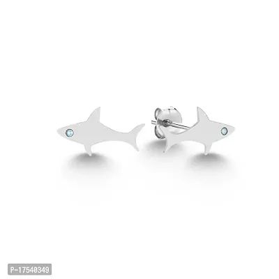 Tiny Fish Stud Earring, 925 Sterling Silver, Minimalist Stud Animal Earrings