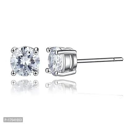 Solitaire Stud Classic Silver Jewelry 5mm Round CZ cubic zircon 925 Sterling Silver Stud Earring