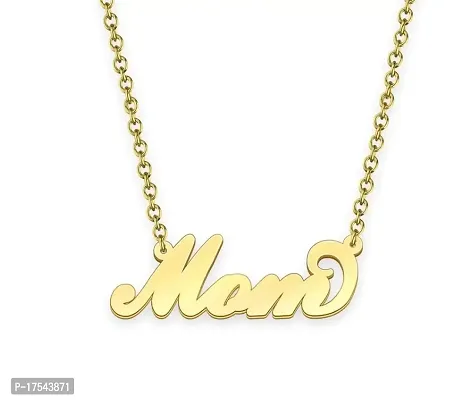 Mom Name Pendant Necklace Gold Plated Brass Made-thumb0