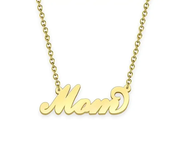 Mom Name Pendant Necklace Plated Brass Made