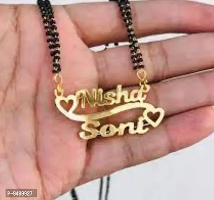 Couple Name Pendant Necklace Gold Plated Brass  Mangal sutra Pendant Wedding Jewelry-thumb0