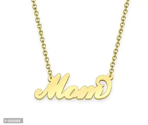 Mom Charm Pendant Necklace 14K Gold Plated Name Jewelry