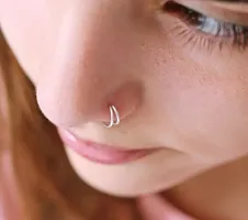 Double nose ring hoop..20g..8mm Genuine 925 Silver-thumb3