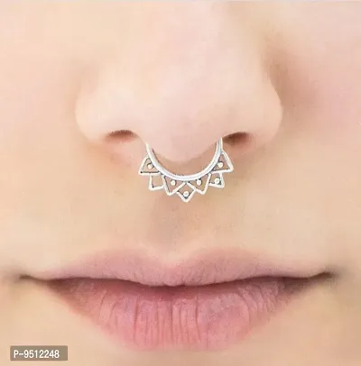 925 Silver Tribal Septum Ring For Pierced Nose. Nose Jewelry