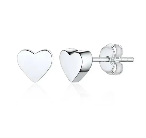 Women Heart Stud Earrings With Butterfly Closure