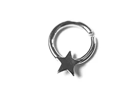 Silver Nose Ring Shiny Silver Star Septum Nose Ring ~ 5 Point Star ~ Twist on Nose Hoop Star Nose Ring-thumb1