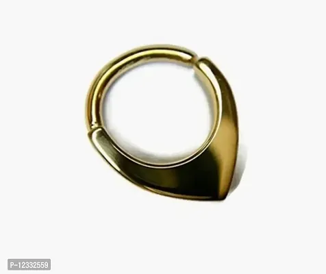 Gold Plated Mini Shield Septum Ring ~ Small Blade Septum Hoop ~ Geometric Fin Body Jewelry ~ 3mm Shield ~ Yellow Gold Dipped Sterling Silver-thumb0