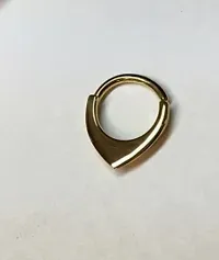 Gold Plated Mini Shield Septum Ring ~ Small Blade Septum Hoop ~ Geometric Fin Body Jewelry ~ 3mm Shield ~ Yellow Gold Dipped Sterling Silver-thumb2