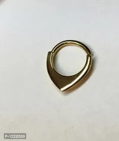 Gold Plated Mini Shield Septum Ring ~ Small Blade Septum Hoop ~ Geometric Fin Body Jewelry ~ 3mm Shield ~ Yellow Gold Dipped Sterling Silver-thumb3