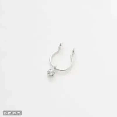 Trendy Nose Ring Septum With CZ Flower , Non Piecing Jewelry 925 Silver Nose Ring-thumb2