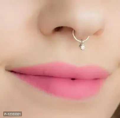 Trendy Nose Ring Septum With CZ Flower , Non Piecing Jewelry 925 Silver Nose Ring-thumb3