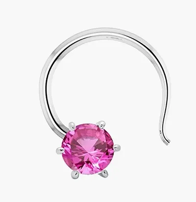 Silver Cubic Zirconia Studded Solitaire Nose Pin
