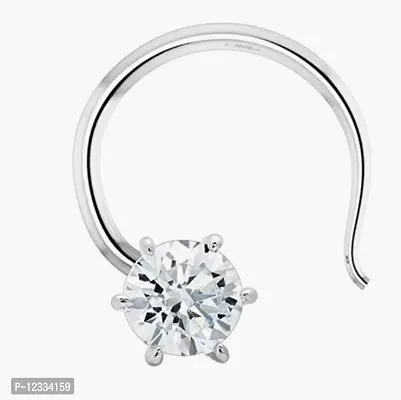 Solitaire White CZ Small Size Piercing Silver Nose Pin in Pure 92.5 Sterling Silver for Girls/Women-thumb0