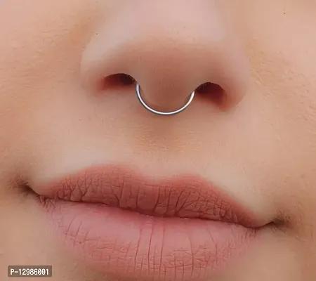 Thin Clip On Nose Ring - Fake Septum Ring - 925 Sterling Silver Tiny Septum Ring-thumb0