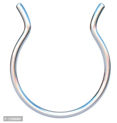 Thin Clip On Nose Ring - Fake Septum Ring - 925 Sterling Silver Tiny Septum Ring-thumb2