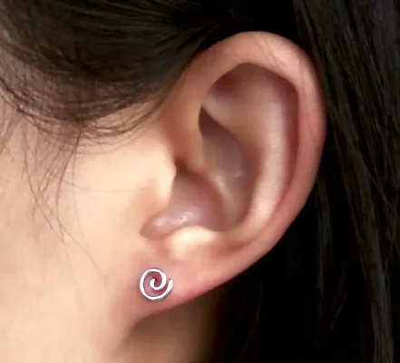 925 Silver Circle Spiral Stud Earrings - Dainty Stud Earrings - Small Studs Earrings