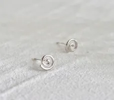 925 Silver Circle Spiral Stud Earrings - Dainty Stud Earrings - Small Studs Earrings-thumb1