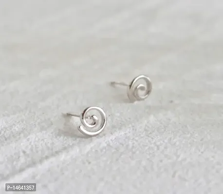 925 Silver Circle Spiral Stud Earrings - Dainty Stud Earrings - Small Studs Earrings-thumb2