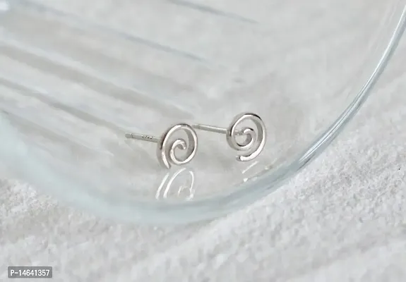 925 Silver Circle Spiral Stud Earrings - Dainty Stud Earrings - Small Studs Earrings-thumb3