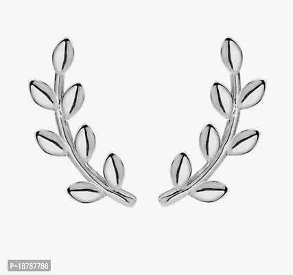 925 Silver Leaf Ear Climber Earrings, Excellent Anniversary/Party Wear/Birthday Gift-thumb0