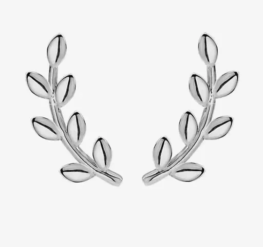 925 Silver Leaf Ear Climber Earrings, Excellent Anniversary/Party Wear/Birthday Gift