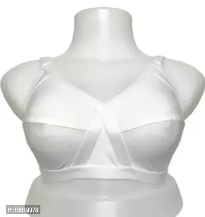 Stylish White Polyester Spandex Solid Bras For Women