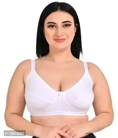 Stylish White Polyester Spandex Solid Bras For Women
